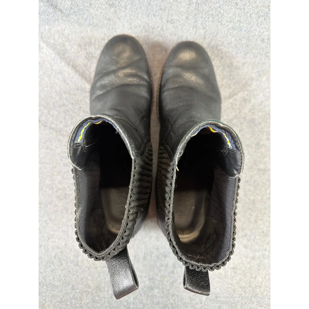 Cole Haan Chelsea Boots Mens 10B Black Leather‎ Ribbed Elastic Ankle Boot Round
